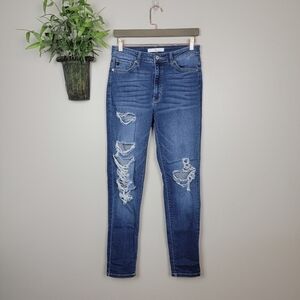 KanCan 9 28 Skinny Distressed Destroyed Ripped Jegging High Rise Stretch Jeans